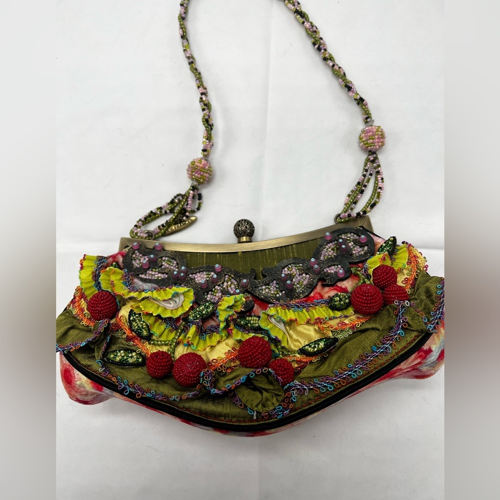 Mary Frances Multicolor Beaded Floral Embellished Shoulder Bag